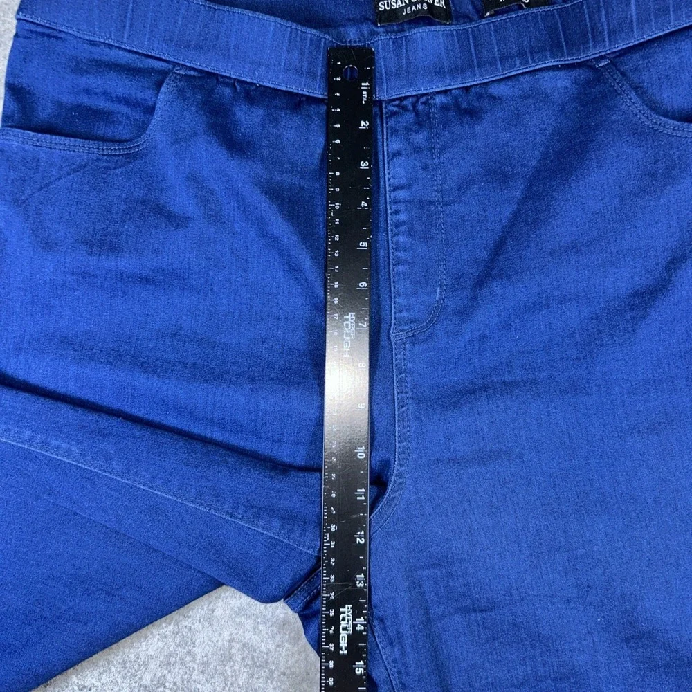 Susan Graver Wide-Leg Jeans‎ Women's 18W Blue Dip-Dye Soft Stretch Pull-On Artsy